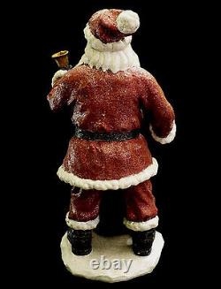 Santa Claus Figure / Antiqued Crackle Finish / Santa & Toy Sack / Extra-large