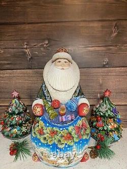 Santa Claus Figure Bag Gifts New Year Carved Santa Christmas Tree Ornaments