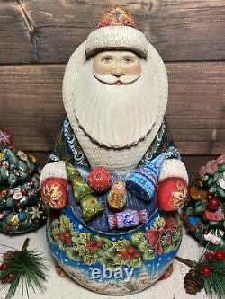 Santa Claus Figure Bag Gifts New Year Carved Santa Christmas Tree Ornaments