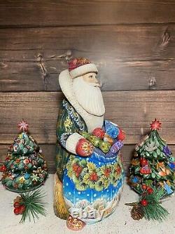 Santa Claus Figure Bag Gifts New Year Carved Santa Christmas Tree Ornaments