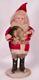Santa Claus Figure Christmas Decoration Celluloid Face Cloth Wire Vintage #51