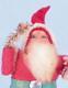 Santa Claus Figure Christmas Decoration Celluloid Face Red Coat Black Pants #54