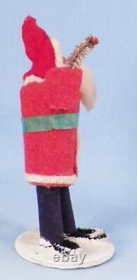 Santa Claus Figure Christmas Decoration Celluloid Face Red Coat Black Pants #54