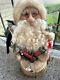 Santa Claus Figure Christmas Handmade Clay Recycled Fur Signed