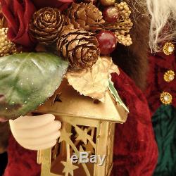 Santa Claus Figure / Hand-crafted Porcelain / Sheepskin Beard / Golden Accents