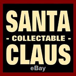 Santa Claus Figure & Jack-in-box / Porcelain / Wood Base / Real Sheepskin Beard
