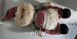 Santa Claus Figure Stuffed Cloth Carpenter Apron Tool Belt Movable Joints Yarn