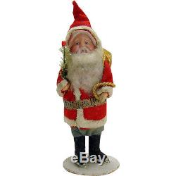 Santa Claus Figure in Felt Suit with Feather Tree Sprig