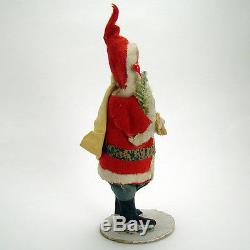 Santa Claus Figure in Felt Suit with Feather Tree Sprig