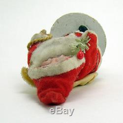 Santa Claus Figure in Felt Suit with Feather Tree Sprig