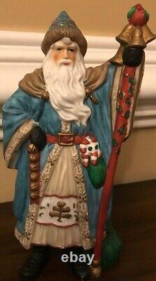 Santa Claus Figurine Figure Ceramic With Bells Holidays Christmas Collectible