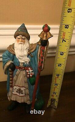 Santa Claus Figurine Figure Ceramic With Bells Holidays Christmas Collectible