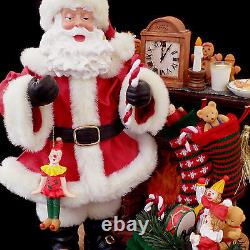 Santa Claus Fireplace Christmas Figure Display / Fabric Mache / Kirkland #212206
