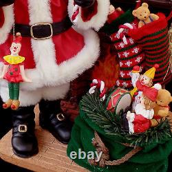 Santa Claus Fireplace Christmas Figure Display / Fabric Mache / Kirkland #212206