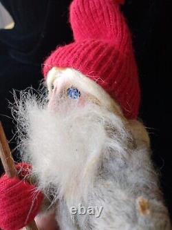 Santa Claus Folk Art Christmas Figure Belsnickle Stick Rustic Primitive Wool