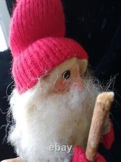 Santa Claus Folk Art Christmas Figure Belsnickle Stick Rustic Primitive Wool