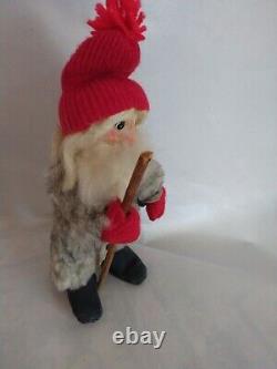 Santa Claus Folk Art Christmas Figure Belsnickle Stick Rustic Primitive Wool