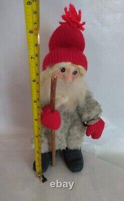 Santa Claus Folk Art Christmas Figure Belsnickle Stick Rustic Primitive Wool