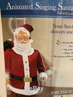 Santa Claus GEMMY 5 Ft Animated Karaoke Singing Dancing With Box Mic Christmas