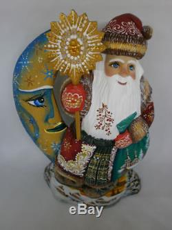Santa Claus Half Moon Christmas Gift Sack Carved Hand Painted Ded Moroz