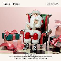 Santa Claus Statue, Christmas Santa Decor for Mantel, Wish List