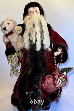 Santa Claus Tall Vintage Victorian Christmas Figure Detailed Red Coat Fur Boots