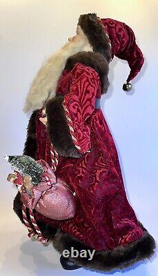 Santa Claus Tall Vintage Victorian Christmas Figure Detailed Red Coat Fur Boots
