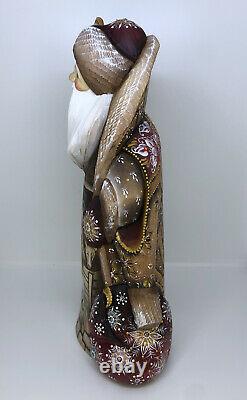 Santa Claus Wooden Carved Christmas Decor 12.2 31cm NATIVITY Scene Hand Painted