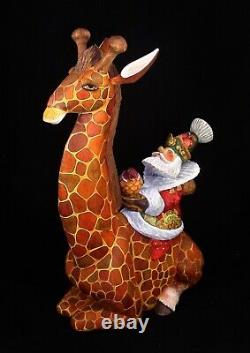 Santa Claus riding Giraffe Hand Carved & Painted Exclusive artwork #0965.19