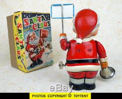 Santa Claus ringing bell Christmas tin wind-up toy TN Nomura Japan SEE MOVIE