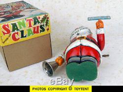 Santa Claus ringing bell Christmas tin wind-up toy TN Nomura Japan SEE MOVIE