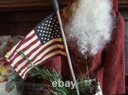 Santa Claus w Flag Arnetts Country Store Artist Made Stacee Droit Patriotic