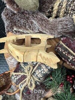 Santa Clause & Sleigh Highly Detailed Vintage Christmas Decor 2ft Holiday Decor