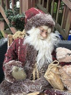 Santa Clause & Sleigh Highly Detailed Vintage Christmas Decor 2ft Holiday Decor