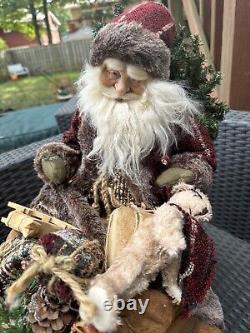 Santa Clause & Sleigh Highly Detailed Vintage Christmas Decor 2ft Holiday Decor