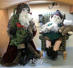 Santa & Elf handmade Christmas soft sculpture Dolls 21 tall, Excellent conditon