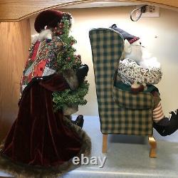 Santa & Elf handmade Christmas soft sculpture Dolls 21 tall, Excellent conditon