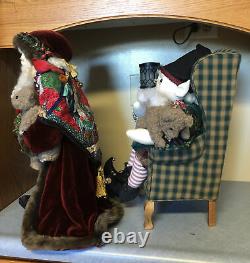 Santa & Elf handmade Christmas soft sculpture Dolls 21 tall, Excellent conditon