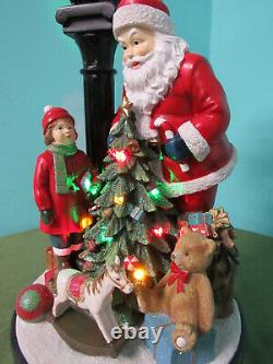 Santa Holiday Clock LED Christmas Tree Figure Table Sculpture Centerpiece Decor