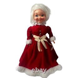 Santa Mrs Claus Dolls Handmade 13 In Velvet Dress Kitschy 1960s Vintage Bottle