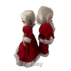 Santa Mrs Claus Dolls Handmade 13 In Velvet Dress Kitschy 1960s Vintage Bottle