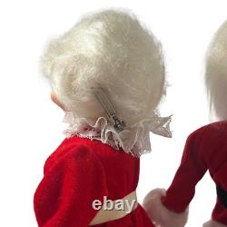 Santa Mrs Claus Dolls Handmade 13 In Velvet Dress Kitschy 1960s Vintage Bottle