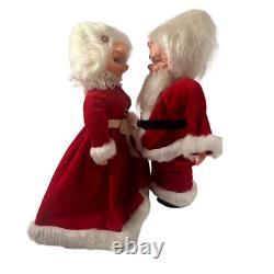 Santa Mrs Claus Dolls Handmade 13 In Velvet Dress Kitschy 1960s Vintage Bottle