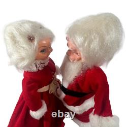 Santa Mrs Claus Dolls Handmade 13 In Velvet Dress Kitschy 1960s Vintage Bottle