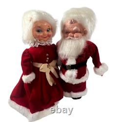 Santa Mrs Claus Dolls Handmade 13 In Velvet Dress Kitschy 1960s Vintage Bottle