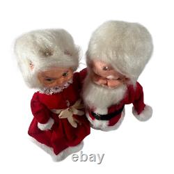 Santa Mrs Claus Dolls Handmade 13 In Velvet Dress Kitschy 1960s Vintage Bottle