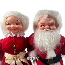 Santa Mrs Claus Dolls Handmade 13 In Velvet Dress Kitschy 1960s Vintage Bottle