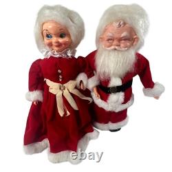 Santa Mrs Claus Dolls Handmade 13 In Velvet Dress Kitschy 1960s Vintage Bottle