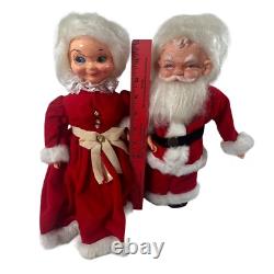 Santa Mrs Claus Dolls Handmade 13 In Velvet Dress Kitschy 1960s Vintage Bottle