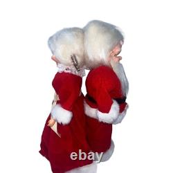 Santa Mrs Claus Dolls Handmade 13 In Velvet Dress Kitschy 1960s Vintage Bottle